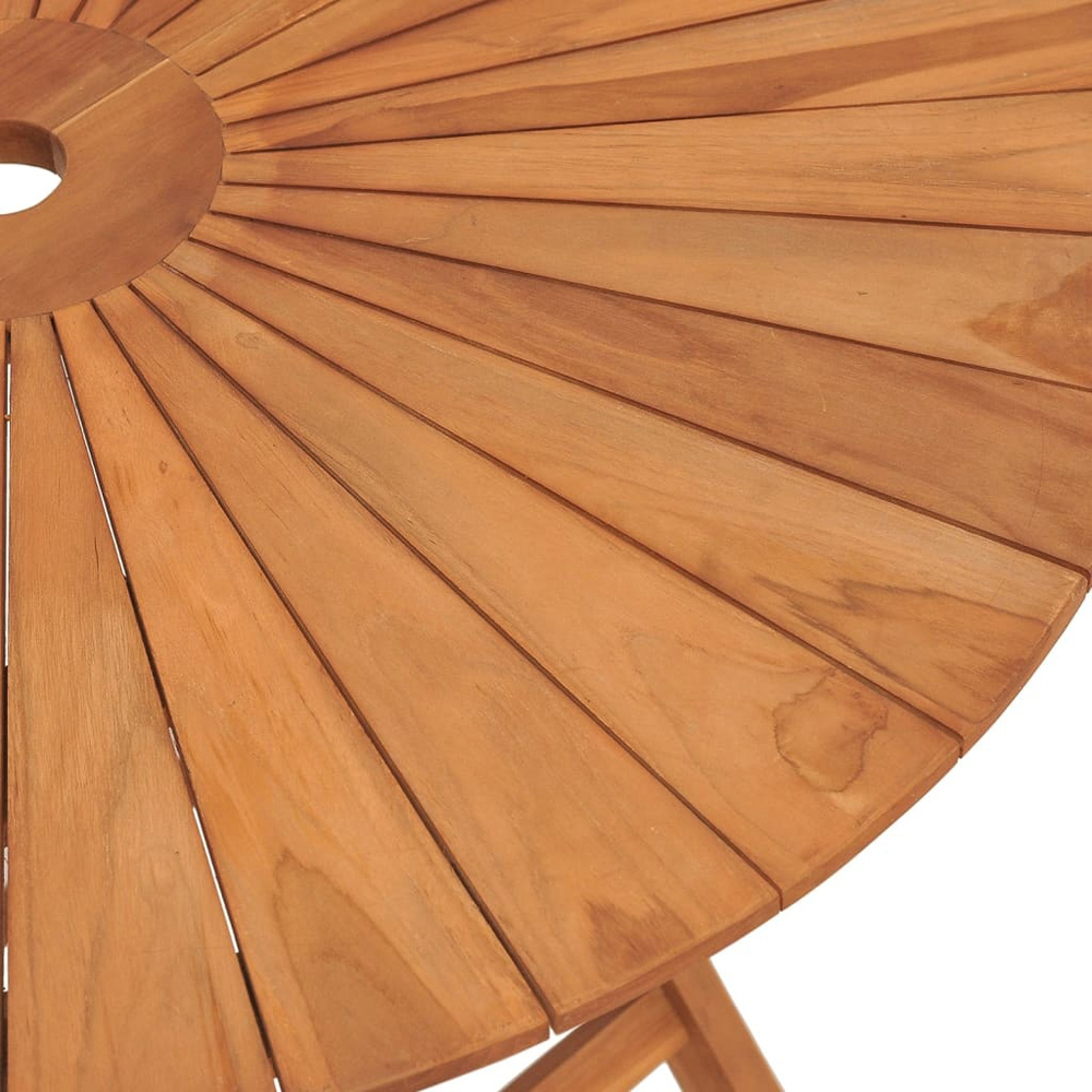 Walplus 4 Seater Foldable Solid Wood Teak Garden Table with Parasol Hole Image 6