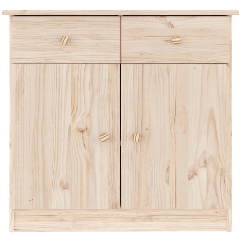 vidaXL Alta 2 Door 2 Drawer Natural Solid Pine Wood Sideboard Image 3