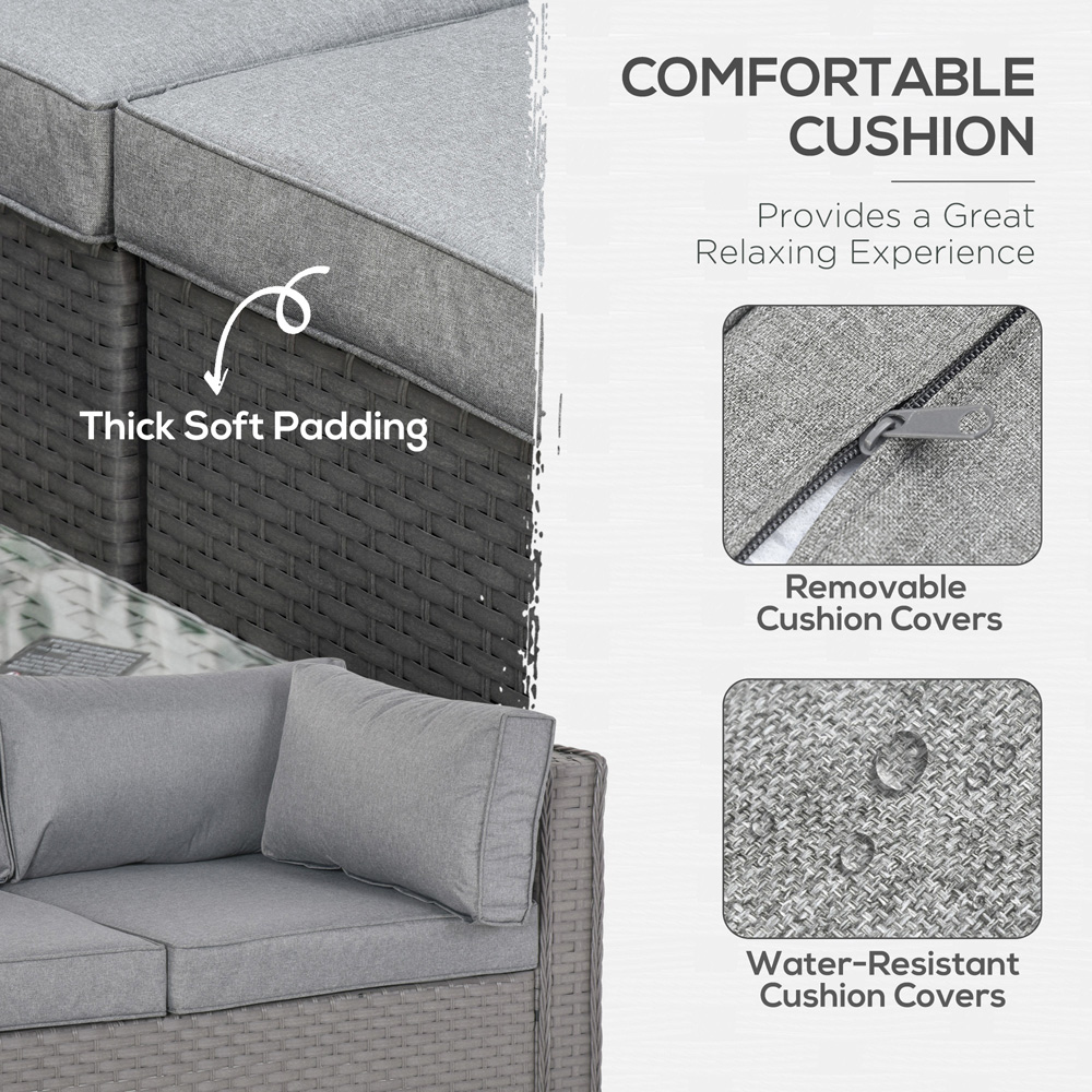 Outsunny 8 Seater Grey Rattan Sofa Lounge Set Image 5
