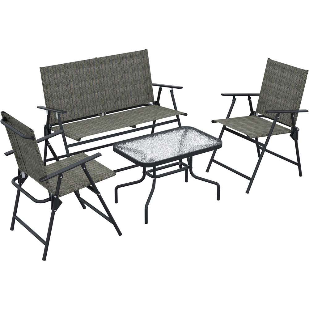 Outsunny 4 Seater Mixed Brown Mesh Fabric Lounge Set with Table Image 2