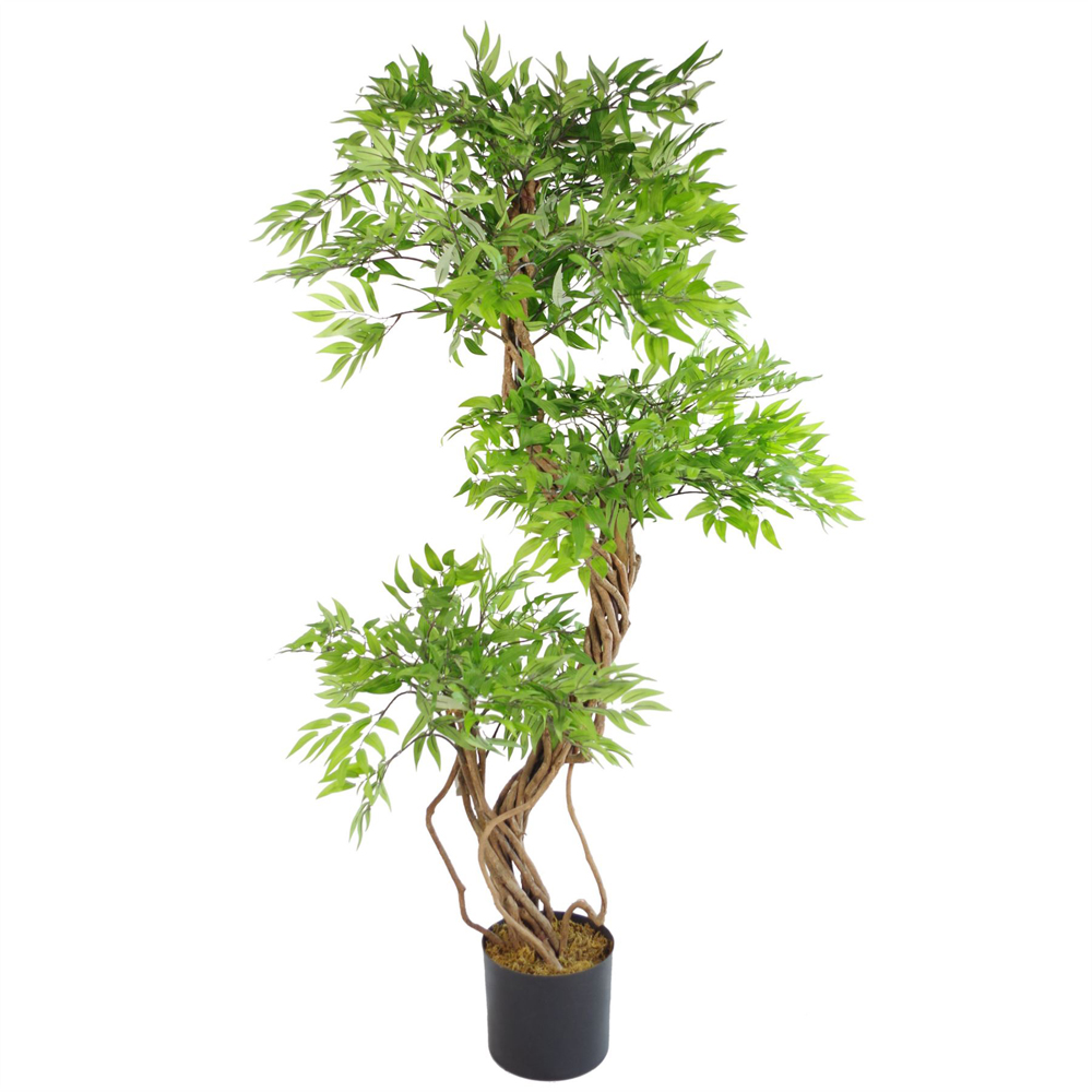 Leaf Japanese Fruticosa Ficus Artificial Tree in Plastic Pot 4.5ft Image 3
