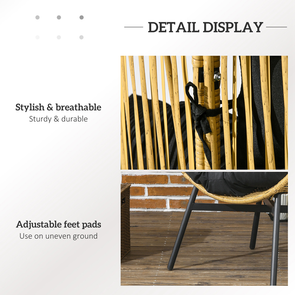Outsunny Sand Rattan Leisure Egg Chair with Cushion Image 6