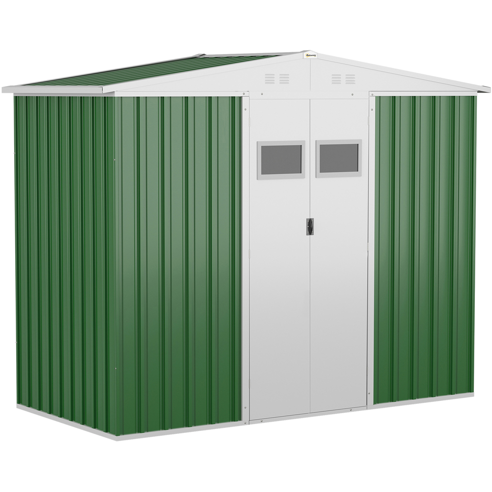 Outsunny 8 x 4ft Apex Double Lockable Door Metal Shed Image 1