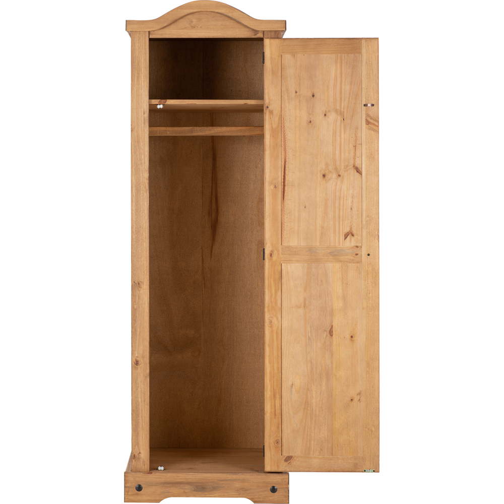 Seconique Corona Single Door Distressed Waxed Pine Wardrobe Image 4