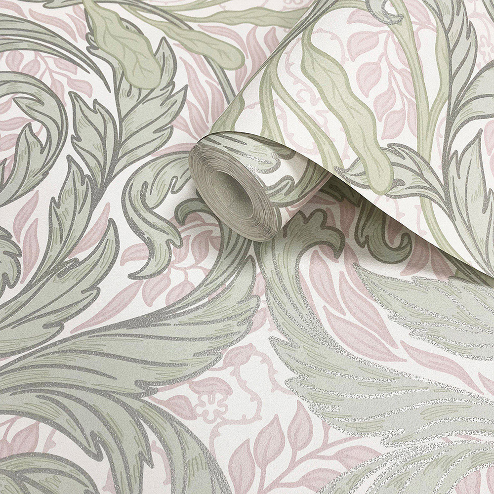 Muriva Vale Leaf Green and Pink Wallpaper Image 2