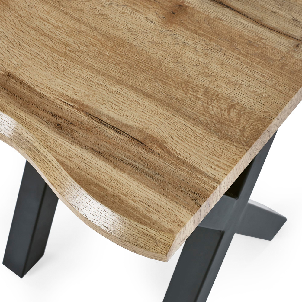 Julian Bowen Harvey Oak Effect Matt Black Steel Lamp Table Image 5