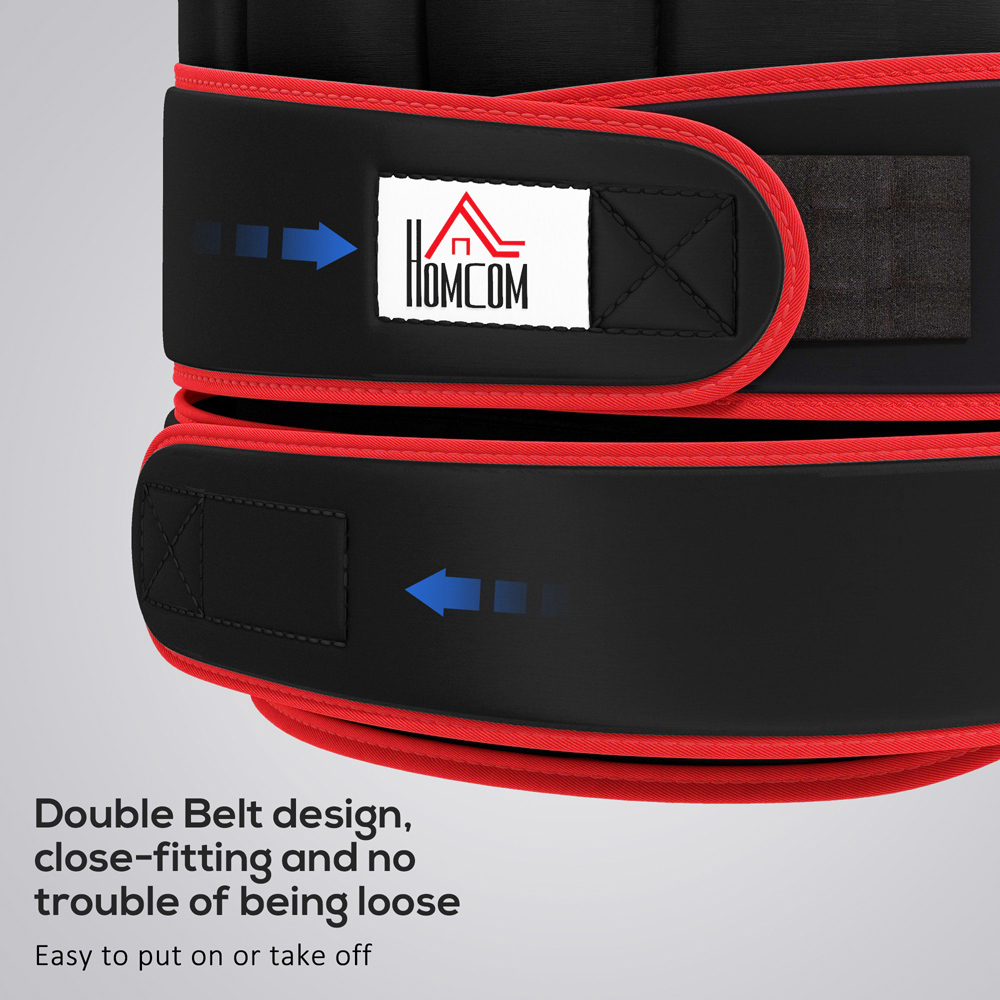 HOMCOM Black and Red Adjustable Metal Sand Weight Vest 20kg Image 6