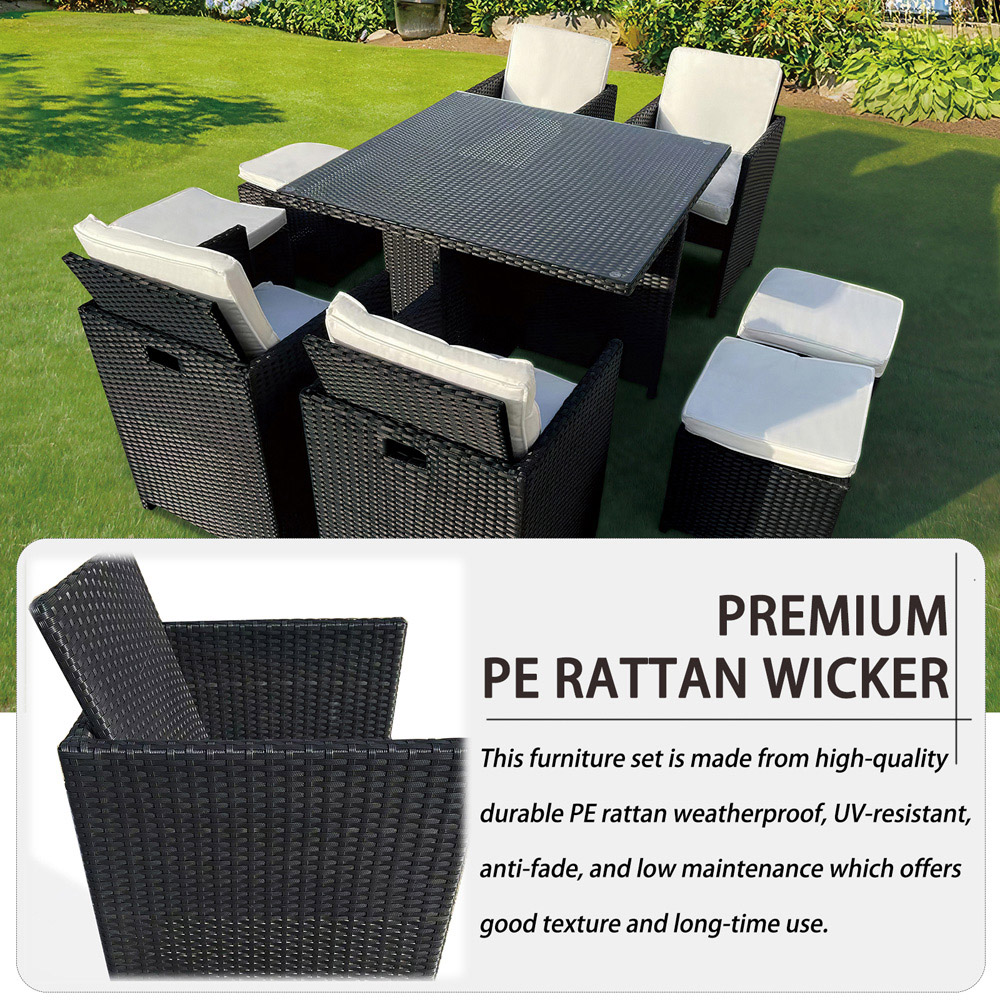 Furniture One 8 Seater Rattan Dining Set Black Image 7