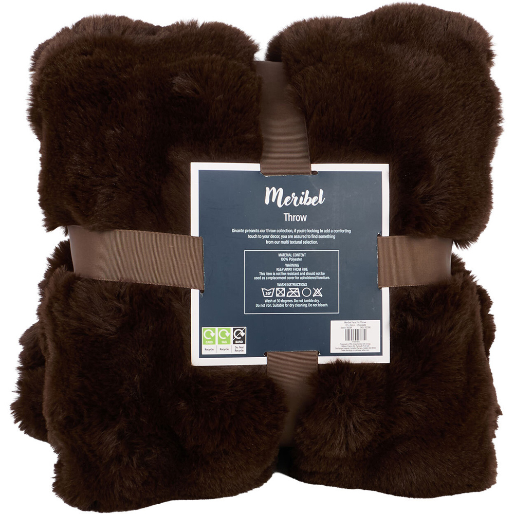Meribel Faux Fur Plush Throw Chocolate Image 4