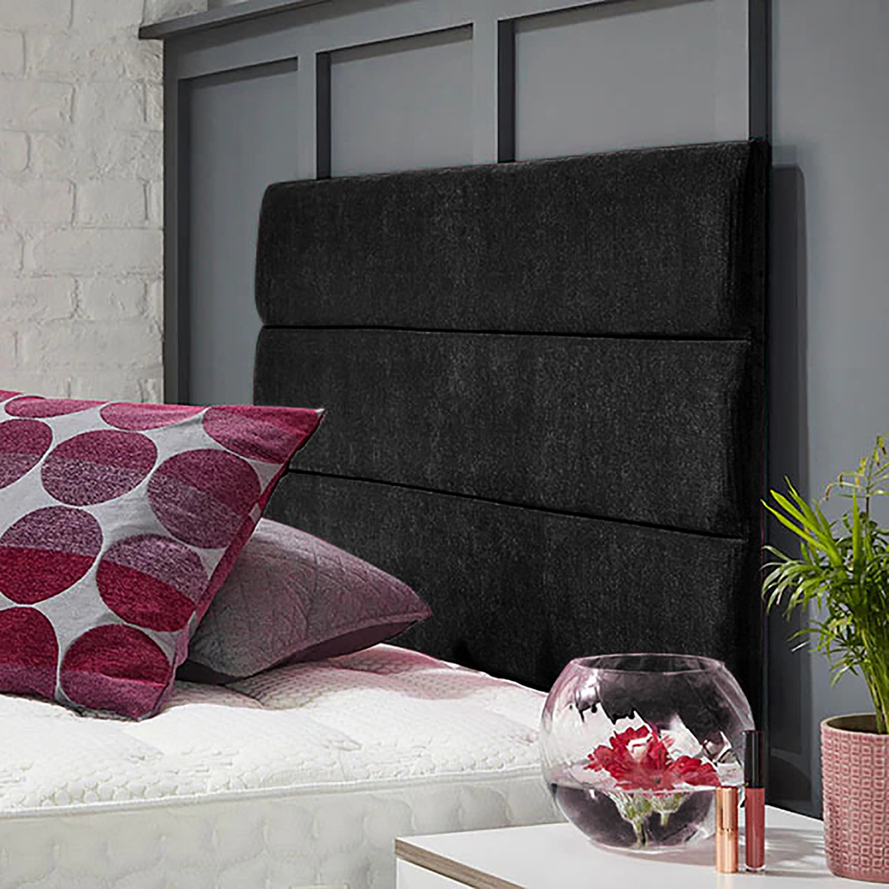 Eleganza Home Bliss Small Single Black Naples Strutted Headboard Image 2