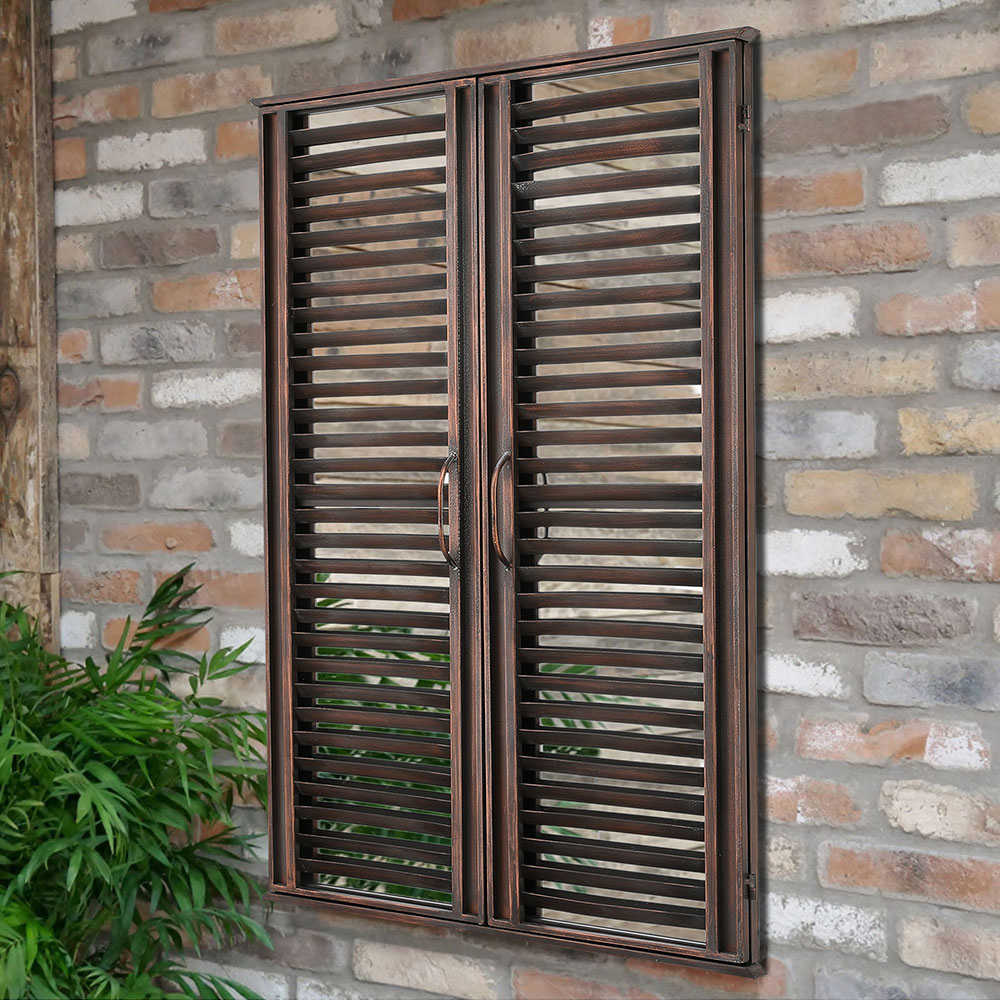 Living and Home Brown Shutter Window Wall Mirror 90 x 60cm Image 7