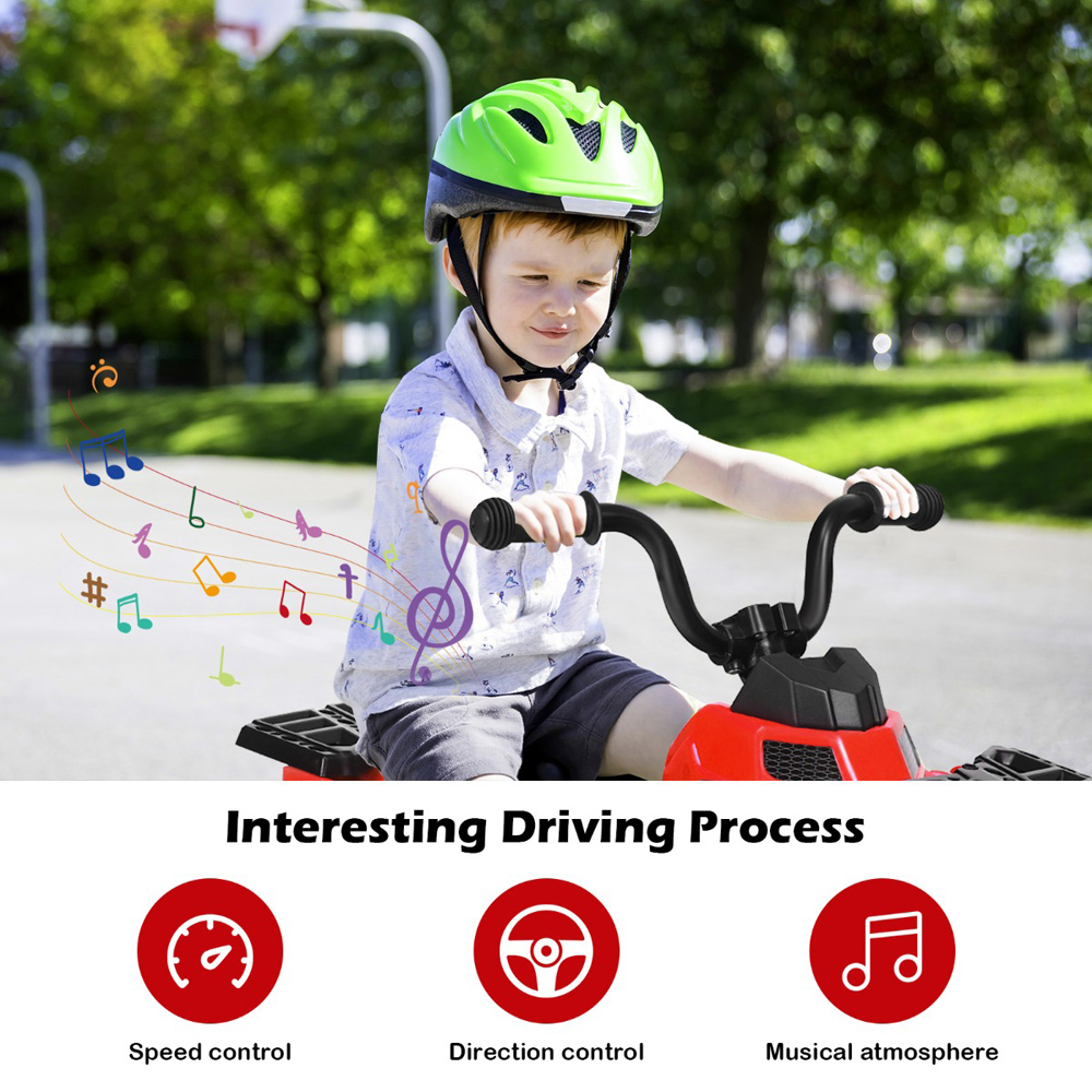 Costway Kids Red All Terrain Electric Quad Bike with MP3 Image 4