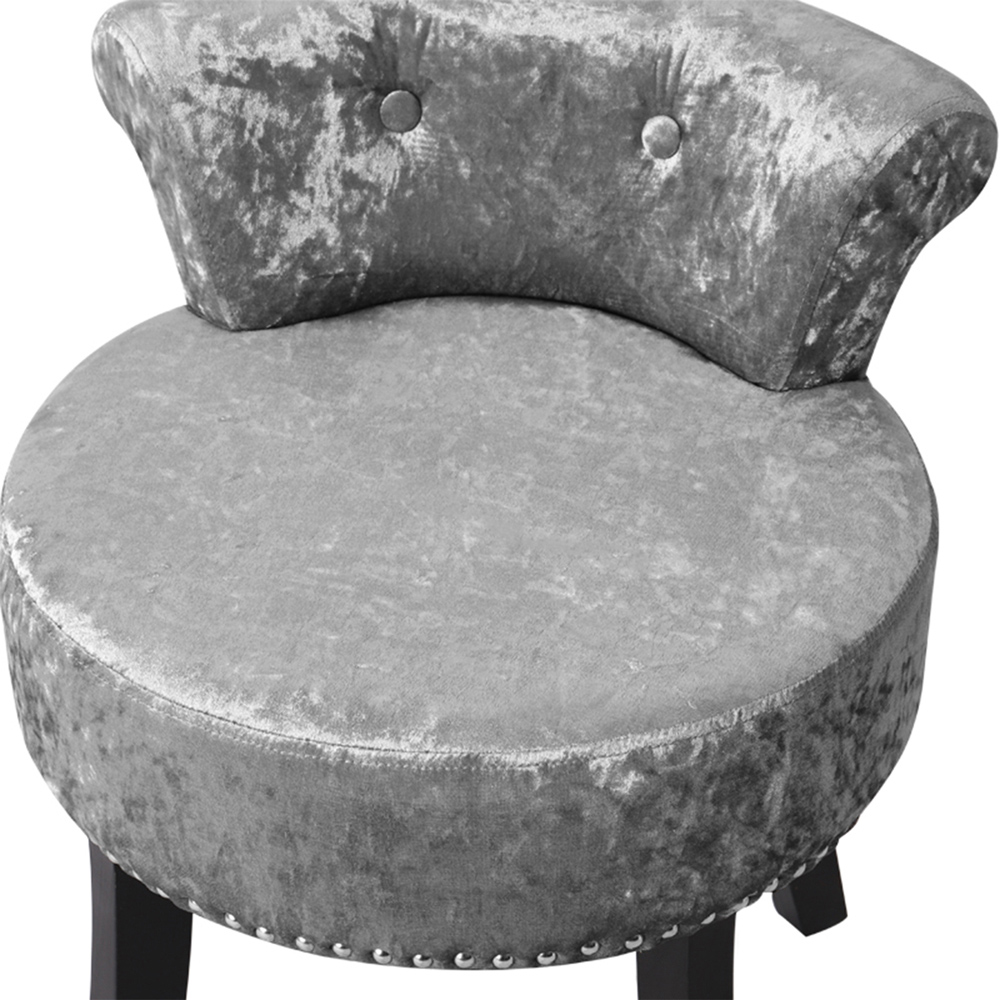 Living and Home Silver and Grey Ice Velvet Button Tufted Vanity Chair Image 4