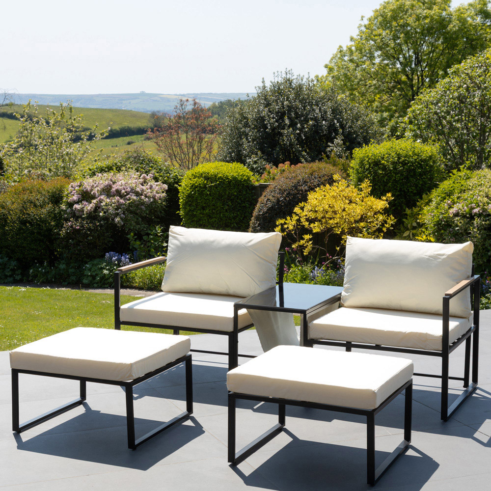 Artemis Home Serano 4 Seater Cream Garden Lounge Set with Cushion Image 7