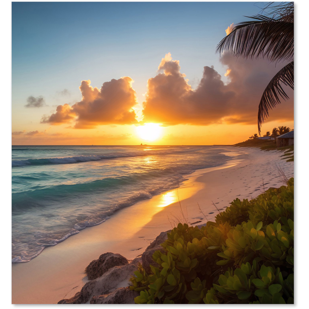 Warren Reed Designer Sunrise On The Beach Glass Kitchen Splashback 75 x 70cm Image 2
