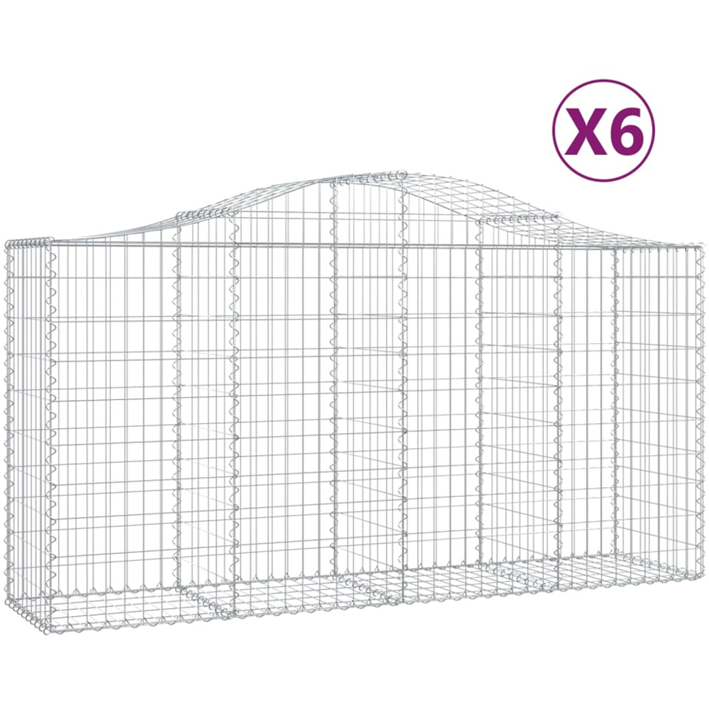 vidaXL Silver Galvanised Iron Gabion Basket 200 x 50 x 100/120cm 6 Pack Image 4