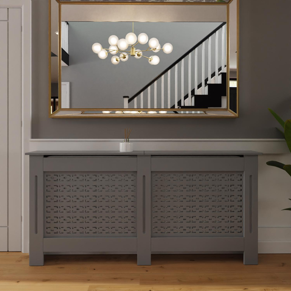 FWStyle Grey Geometric Pattern MDF Radiator Cover XL Image 5
