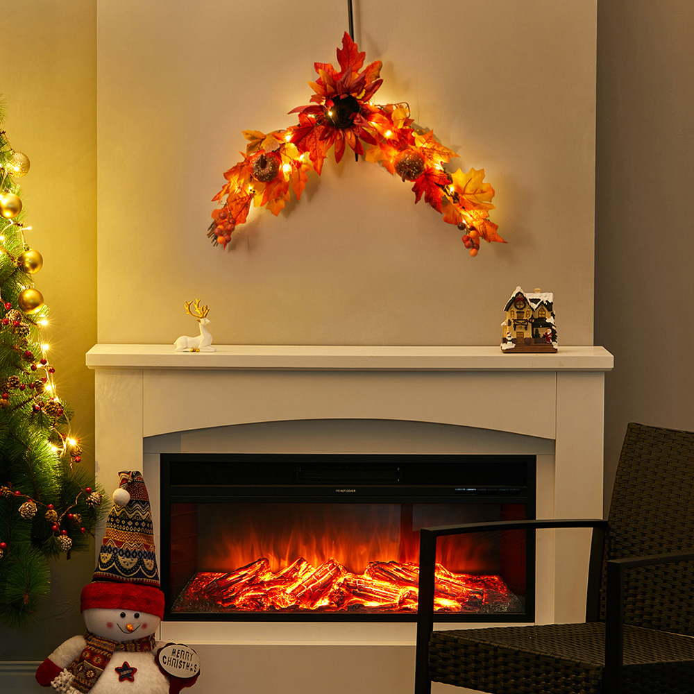 Living and Home LED Artificial Maple Leaves and Sunflower Swag 60cm Image 6