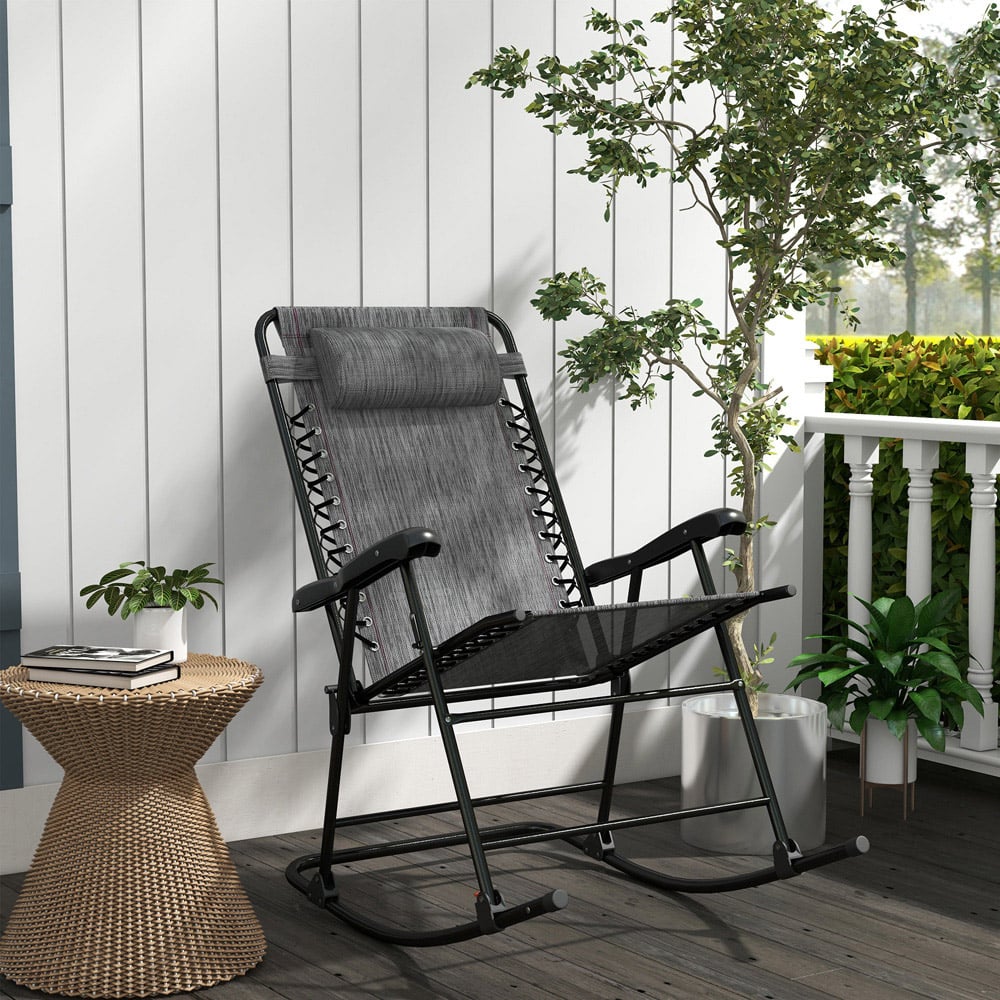 Outsunny Grey Zero Gravity Folding Rocking Chair Image 7