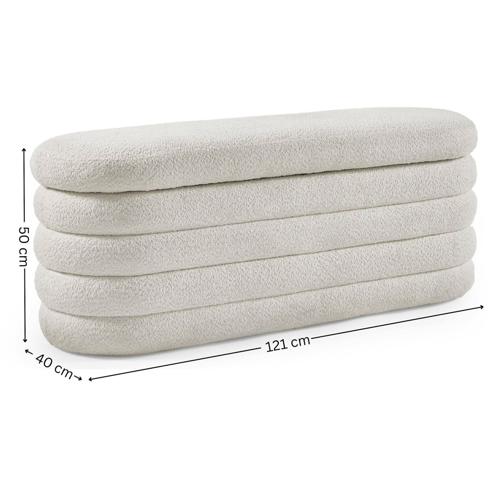 Julian Bowen Hailey Ivory Boucle Upholstered Ottoman Bench Image 9