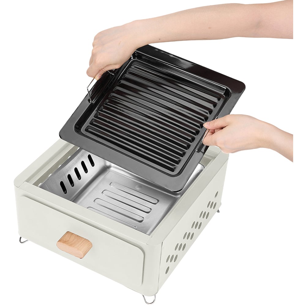 Living and Home White Windproof Metal BBQ Grill and Tea Stove Image 2