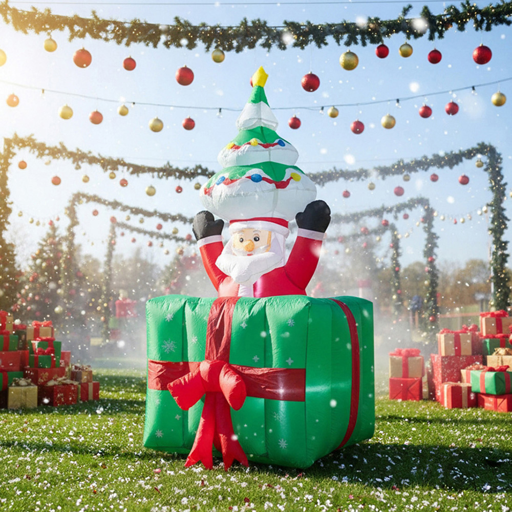 Living and Home Inflatable Liftable Santa Claus with Gift Box LED Christmas Decoration 5.9ft Image 8