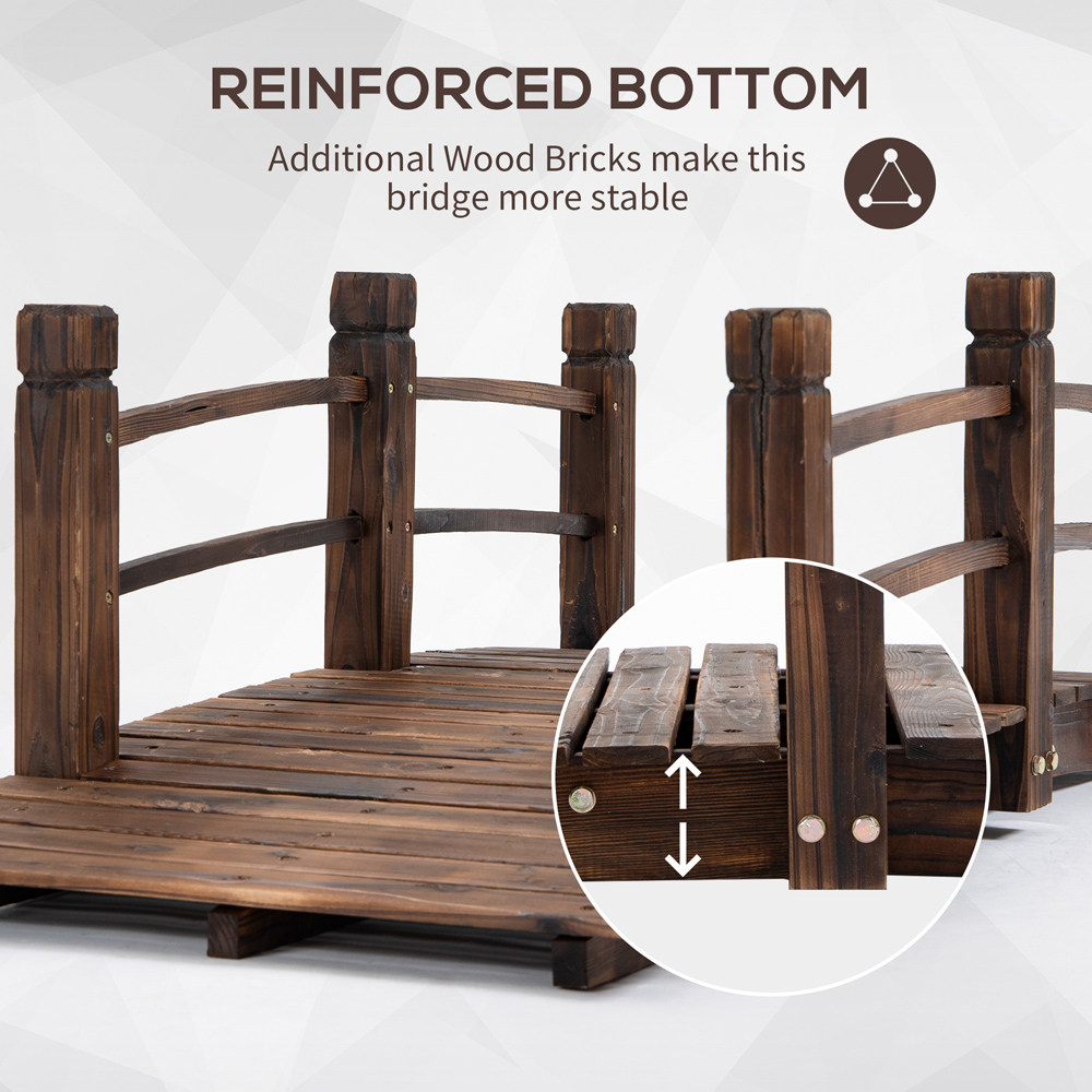 Outsunny Wooden Lawn Decor Stained Finish Arc Garden Bridge Image 5