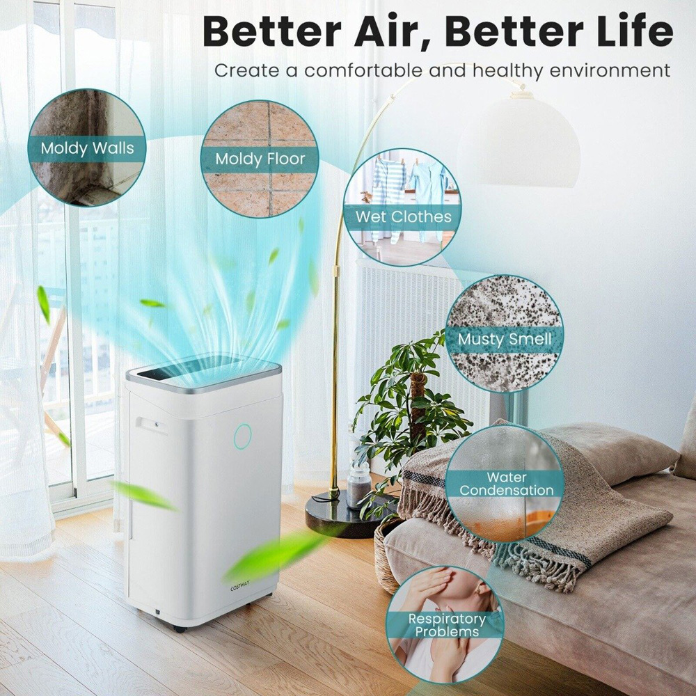 Costway 25L Dehumidifier with 6.5L Water Tank Image 4