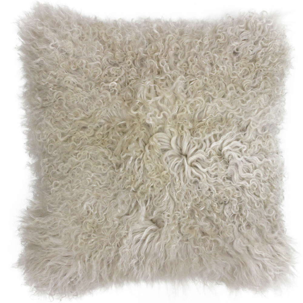 Paoletti Mongolian Oatmeal Sheepskin Cushion Image 1