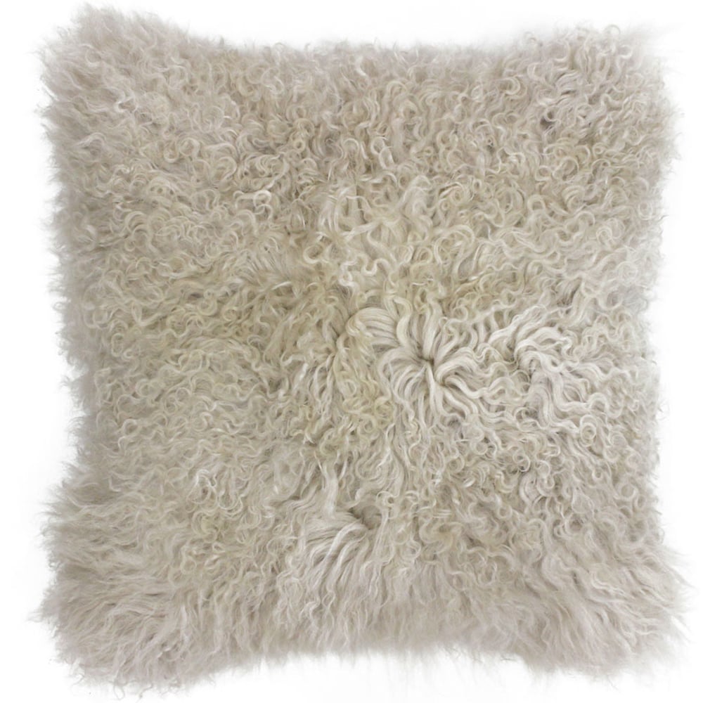 Paoletti Mongolian Oatmeal Sheepskin Cushion Image 1