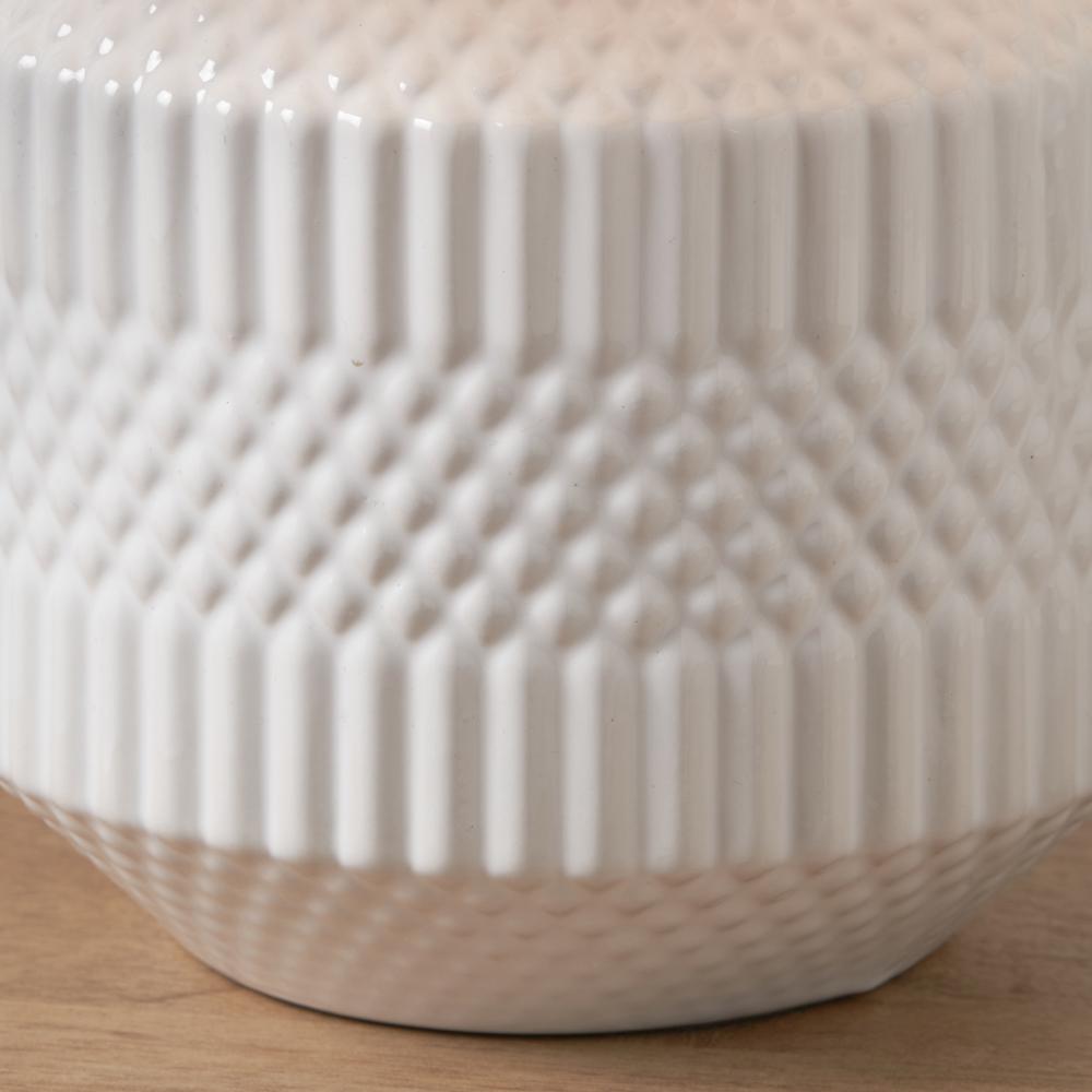 Pacific Lifestyle Meribel White Geo Textured Ceramic Table Lamp Image 3
