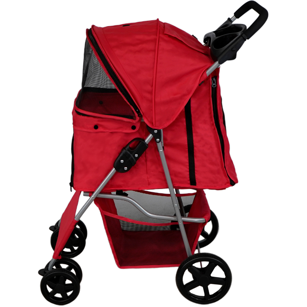Monster Shop Red Pet Stroller with Rain Cover Image 2