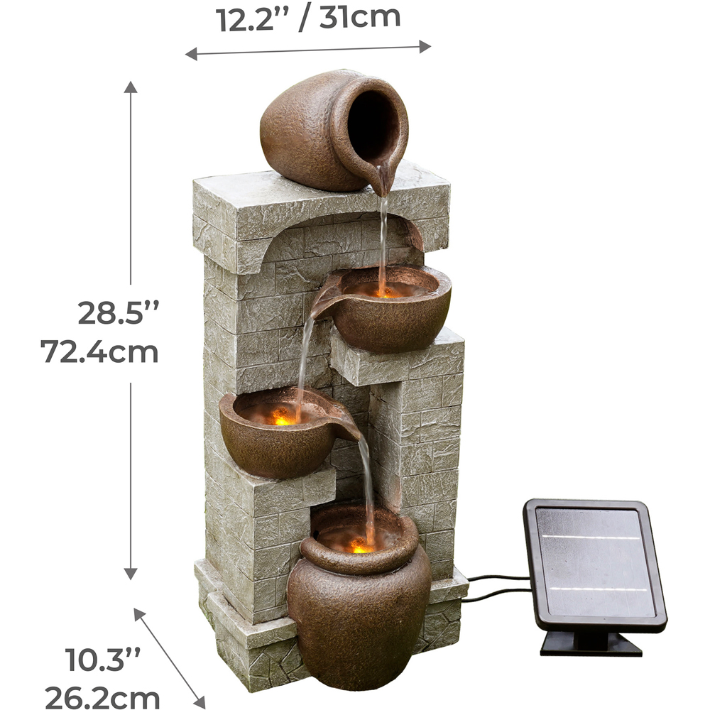 Teamson Home 4-TierLED Solar Powered Wall Waterfall Fountain with 2 Pots and 2 Bowls Image 8