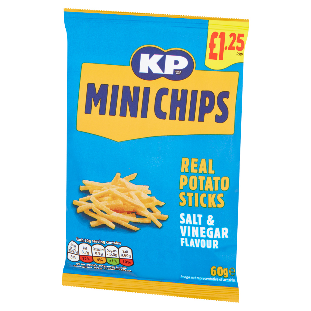 KP Mini Chips Real Potato Sticks Salt & Vinegar Flavour 60g Image 4
