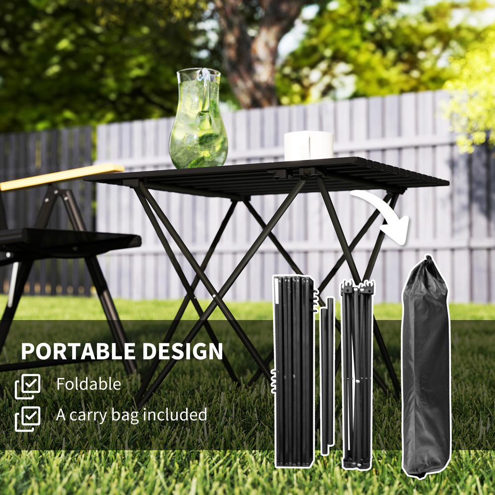 Outsunny 2ft Black Foldable Camping Table with Bag Image 6