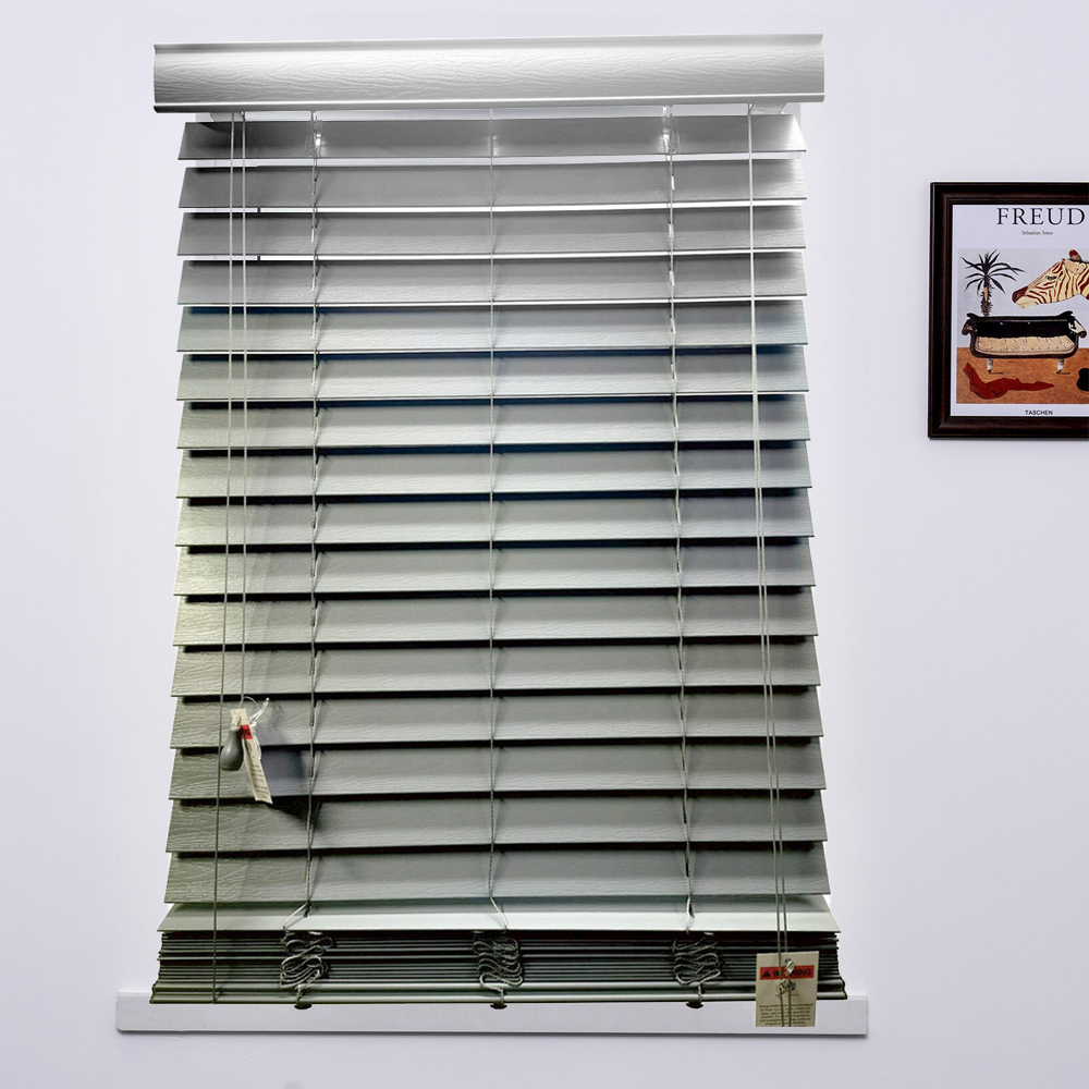 Wood Effect Venetian Blind 50mm - Silver / 60cm Image 1