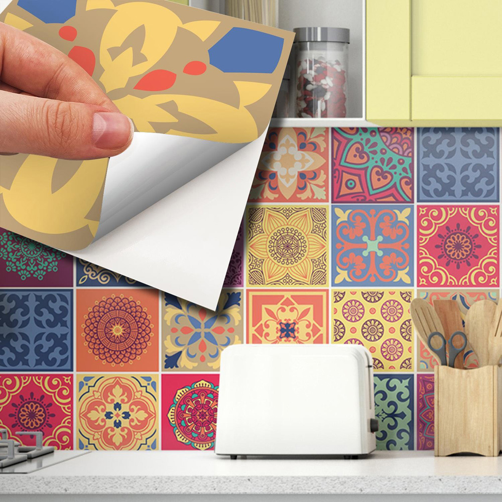 Wallplus Tera Mandala Mediterranean Wall Tile Sticker 15 x 15cm 48 Pack Image 4
