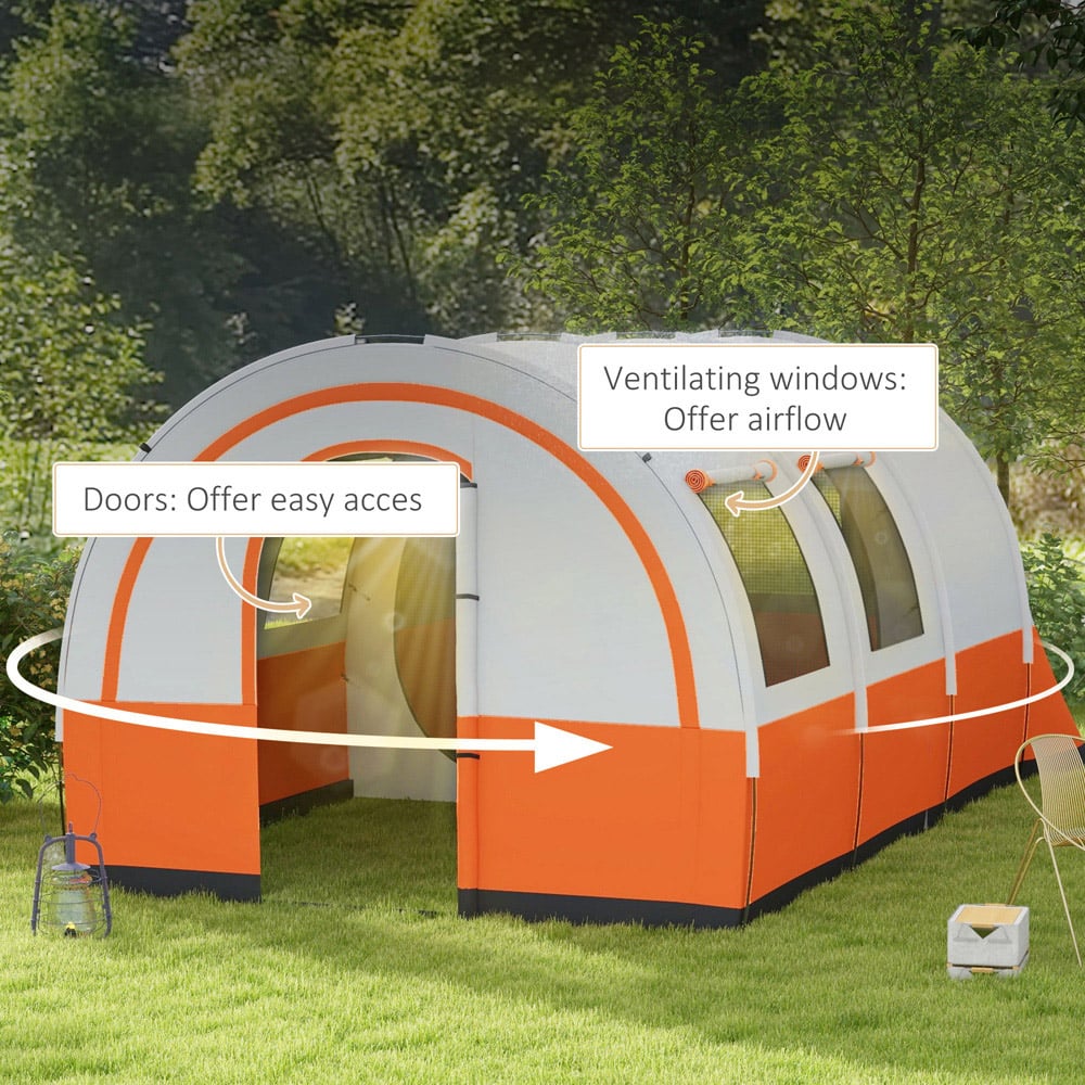 Outsunny 5-6 Person Waterproof Camping Tent Cream and Orange Image 7
