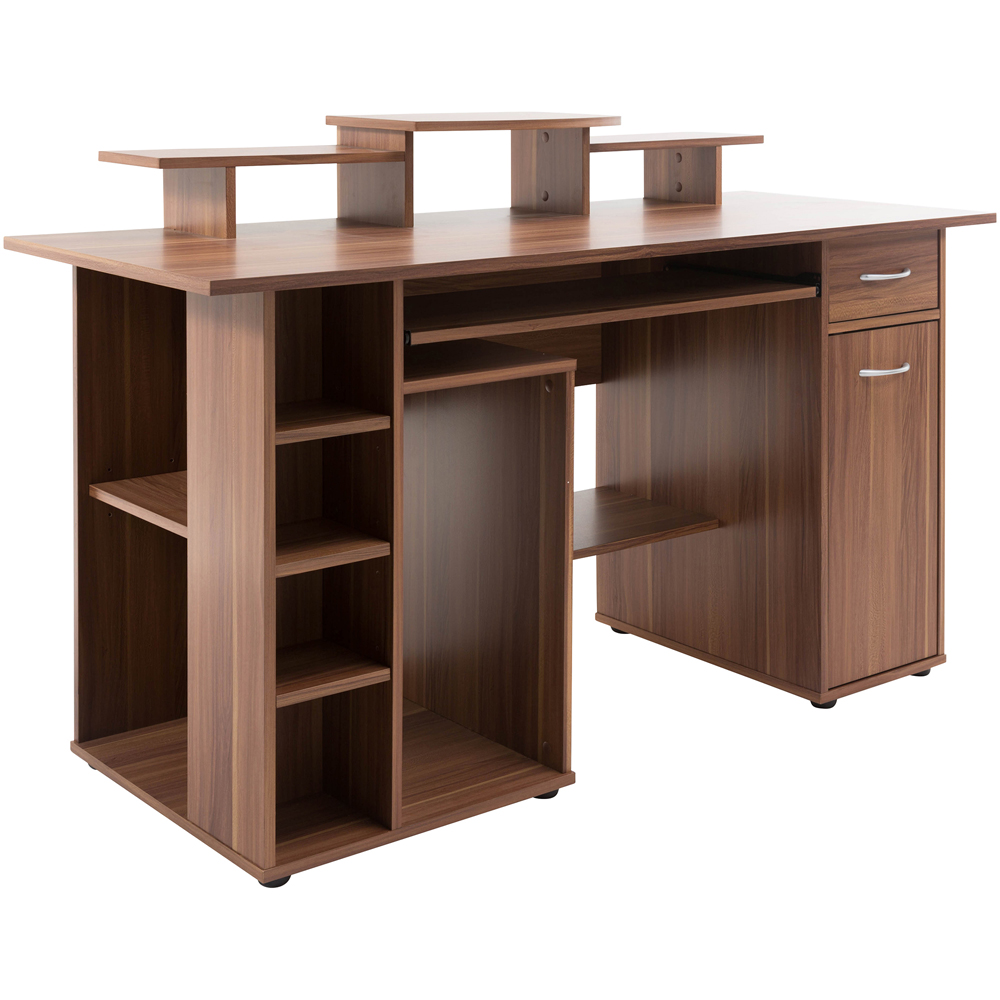Alphason San Diego Single Door Single Drawer Walnut Office Desk Image 2