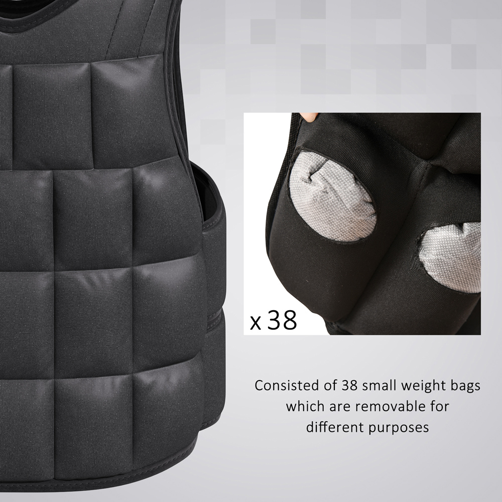 HOMCOM Black Adjustable Metal Sand Weight Vest 10kg Image 4