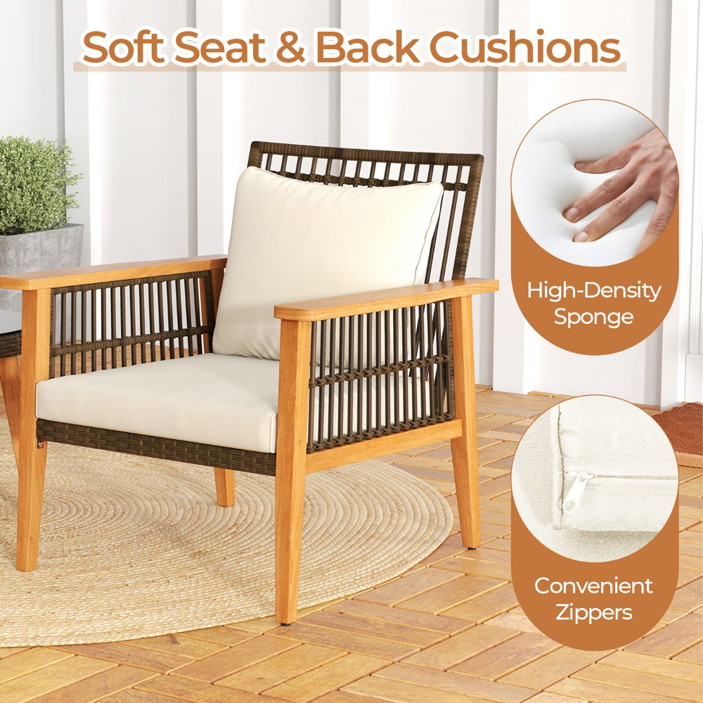Costway 3 Seater Wicker Woven Patio Bistro Set Beige Image 6