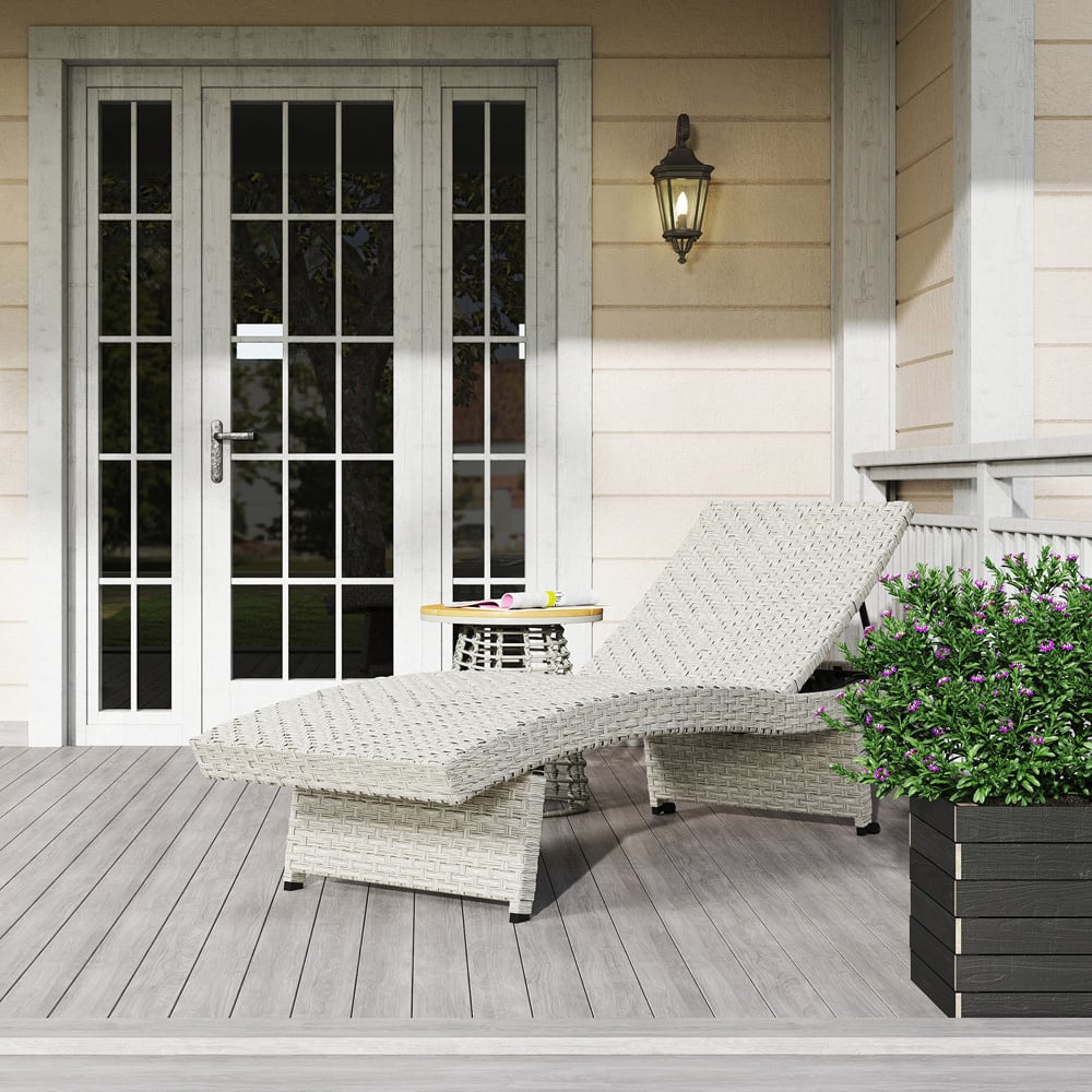 Outsunny Grey Rattan 4 Position Adjustable Sun Lounger Image 3