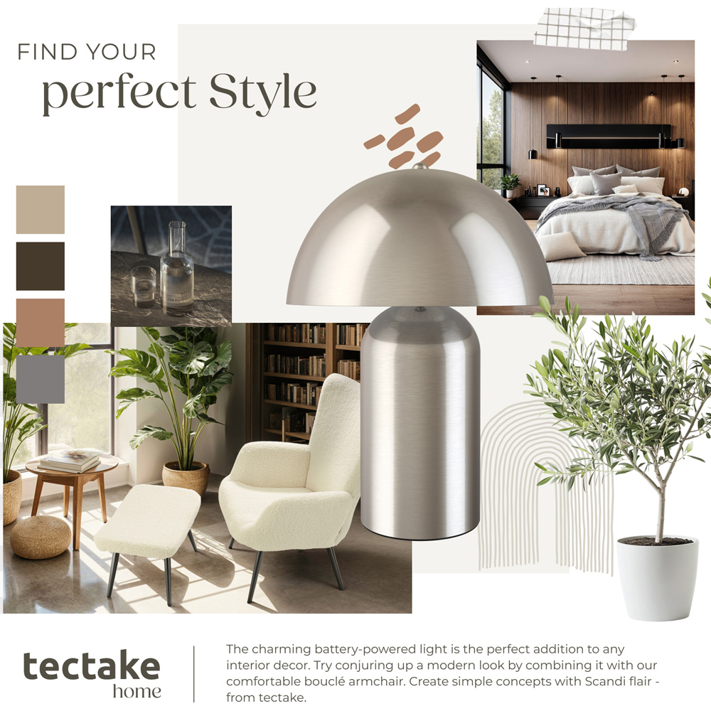 tectake Kade Nickel Matt Retro Battery Powered Table Lamp Image 7