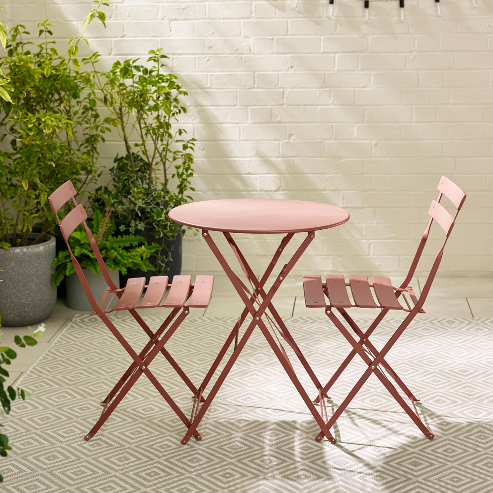 Furniturebox Cruz 2 Seater Pink Outdoor Garden Bistro Set Image 5