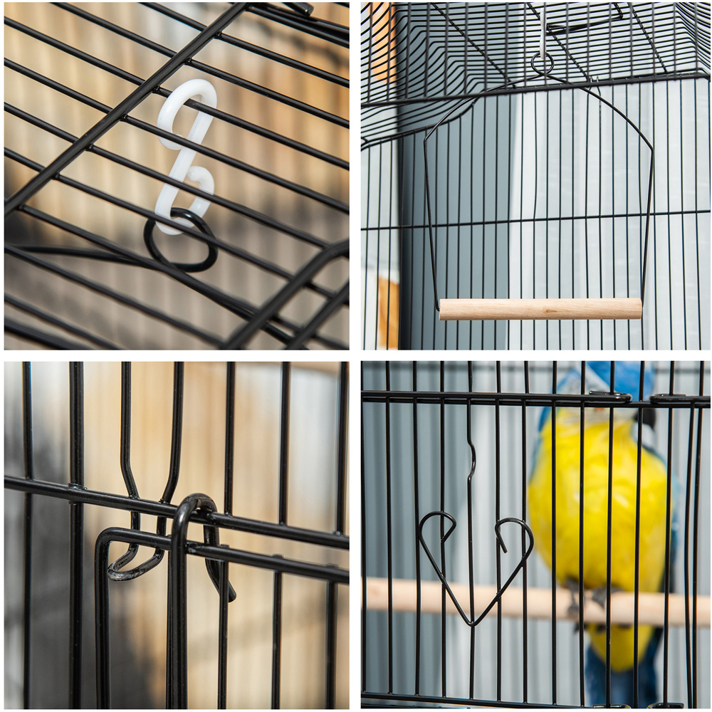 PawHut Black Large Bird Cage with Stand 92 x 47 x 36cm Image 4