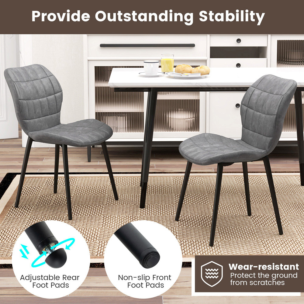 Costway Set of 2 Grey Padded Back Retro Dining Chairs Image 7