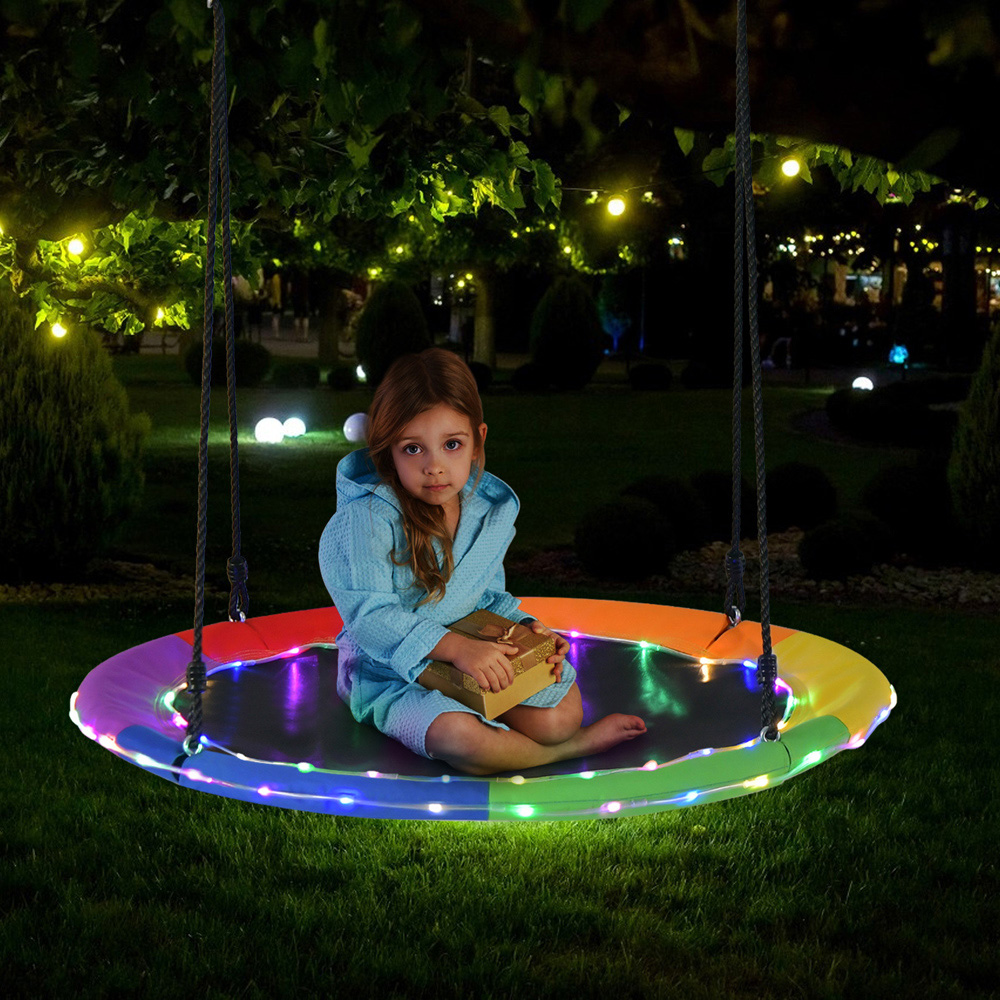 Costway Colourful LED Flying Saucer Tree Swing Image 4
