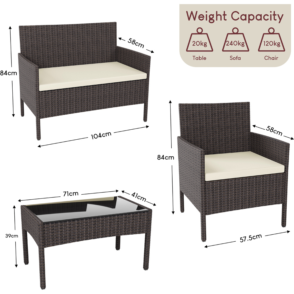 GARDEN VIDA Kendal 4 Seater Brown PE Rattan Garden Lounge Set with Cover Image 8