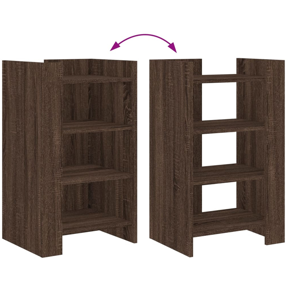 vidaXL Brown Oak 3 Open Shelf Sideboard Image 7