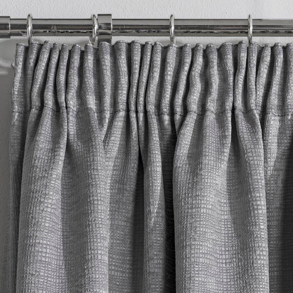 Enhanced Living Matrix Grey Thermal Pencil Pleat Readymade Curtains 117 x 137cm Image 3